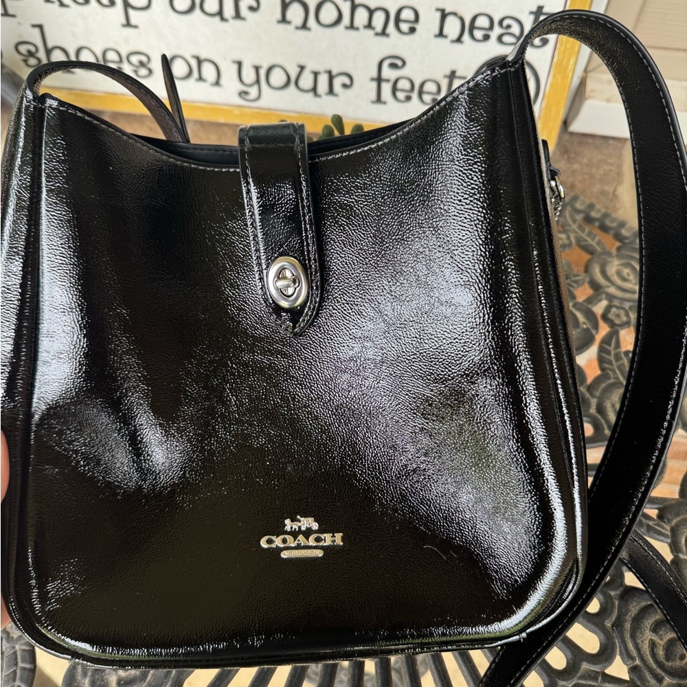 Coach Black Patent Leather Crossbody Shoulder Bag